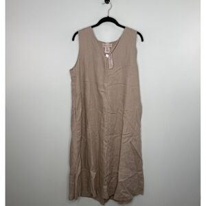 Philosophy Women's Linen Dress Size XL Beige Shallow V Neck NWT